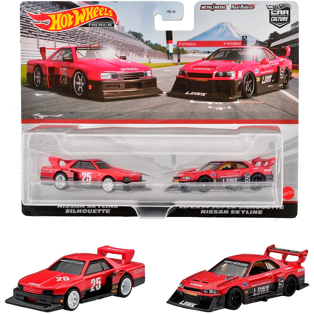 Hot Wheels Premium Car Culture Nissan Skyline Silhouette & LB-ER34 Super Silhouette (Twin Pack) - Japanese Stock