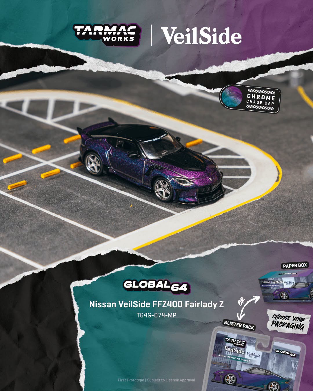 *Pre-Order* Tarmac Works - Nissan VeilSide FFZ400 Fairlady Z Chameleon Purple (Paper Box Packaging)