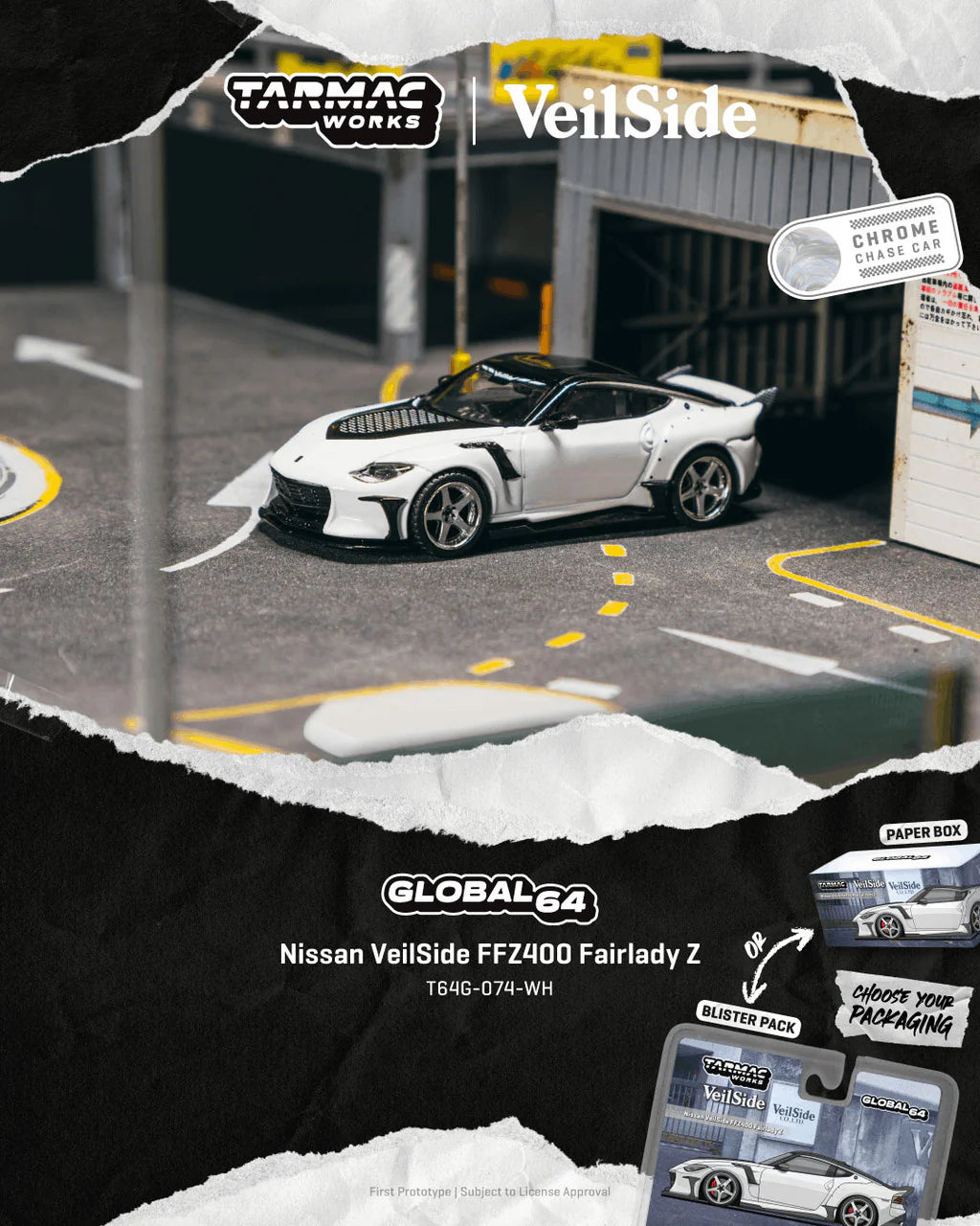 *Pre-Order* Tarmac Works - Nissan VeilSide FFZ400 Fairlady Z White (Paper Box Packaging)
