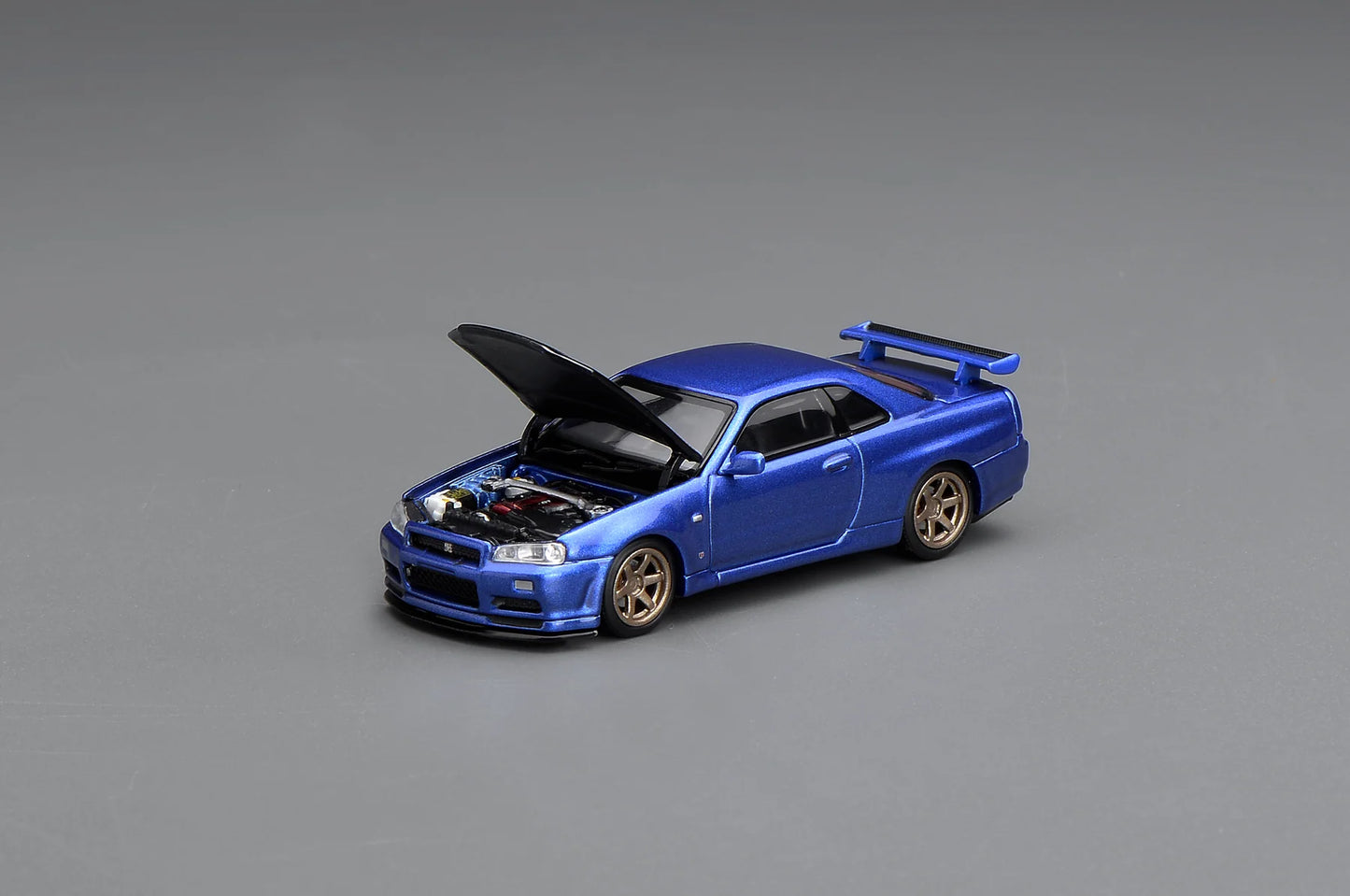 *Pre-Order* MotorHelix Nissan Skyline GT-R (R34) V-Spec II Customized - Bayside Blue w/ Carbon Fiber Bonnet