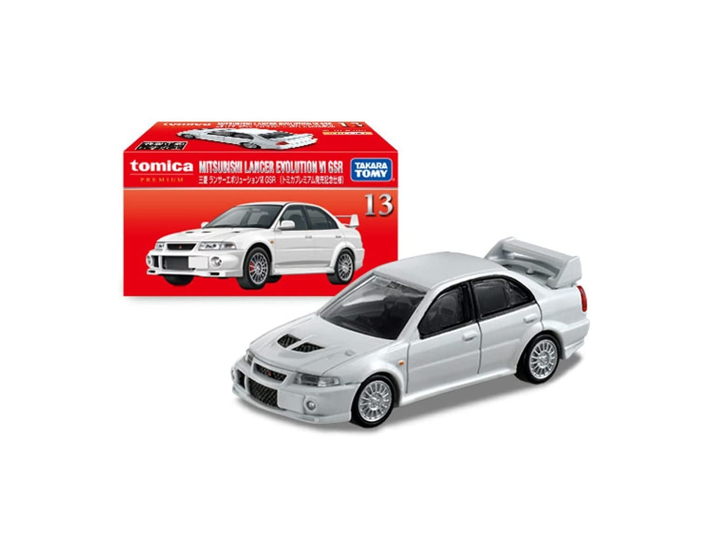 Tomica Premium No.13 Mitsubishi Lancer Evolution VI GSR (White) - First edition