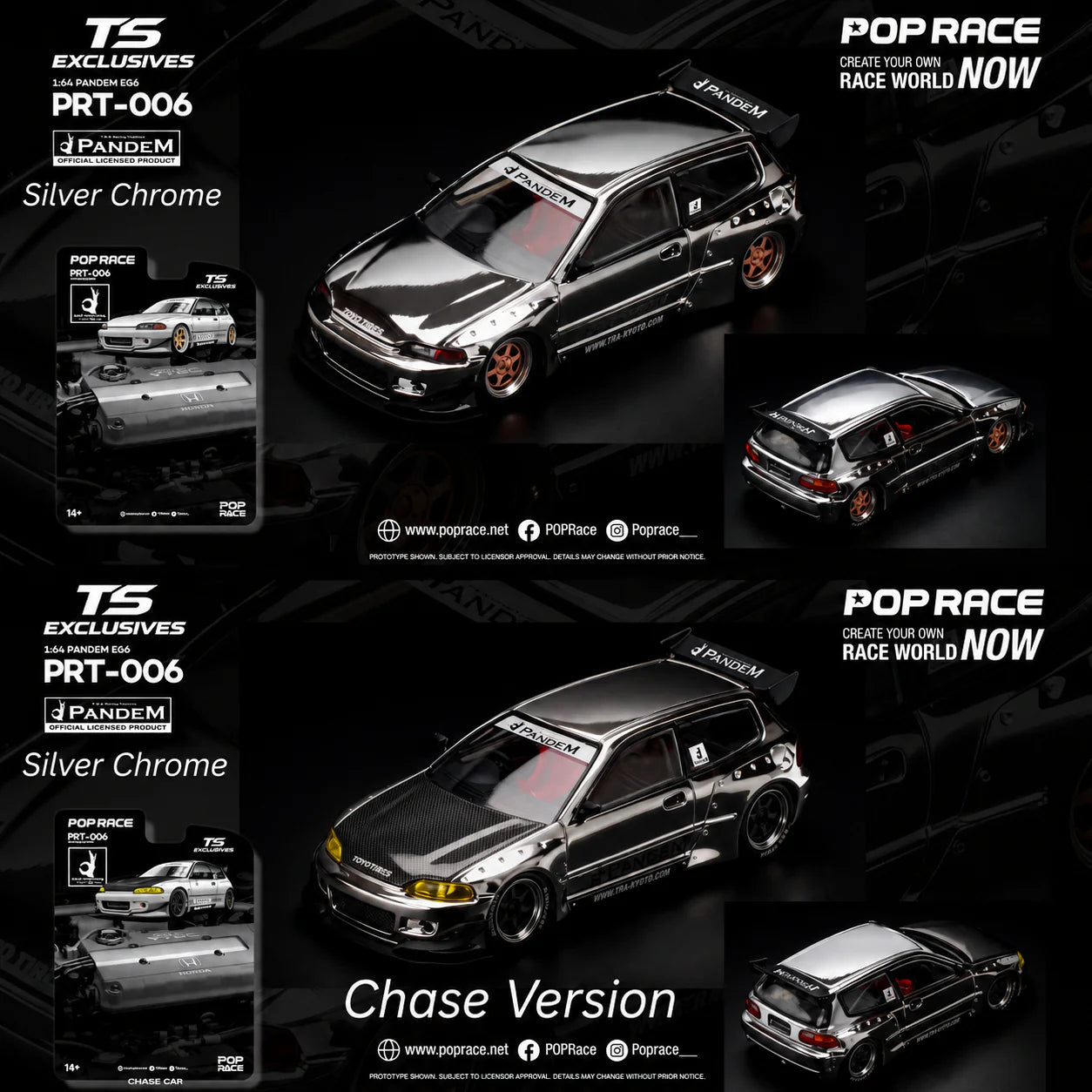 *Pre-Order* Pop Race PRT006 Pandem EG6 - Silver Chrome