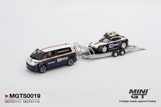 *Pre-Order* Mini GT MGTS0019 Porsche 911 Dakar #718 / Volkswagen ID. Buzz Porsche Centrum Gelderland Roughroads Set