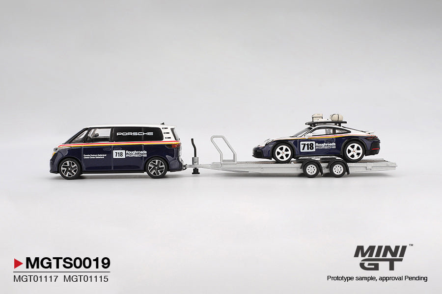 *Pre-Order* Mini GT MGTS0019 Porsche 911 Dakar #718 / Volkswagen ID. Buzz Porsche Centrum Gelderland Roughroads Set
