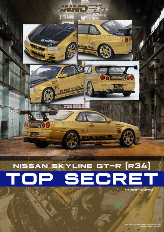 INNO Models INNO64 TOP SECRET (R34) GT-R Gold
