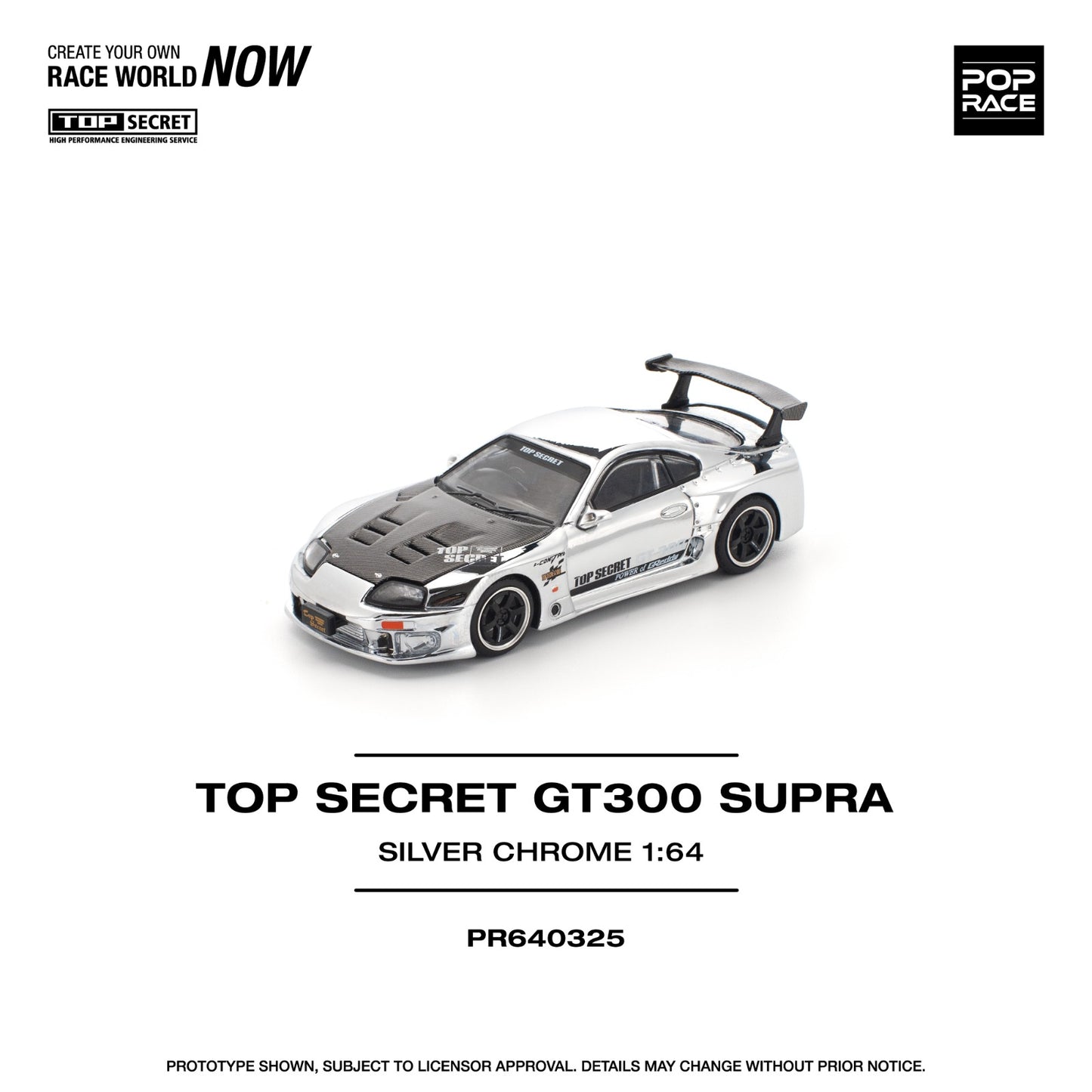 *Pre-Order* Pop Race Top Secret GT300 Supra - Silver Chrome