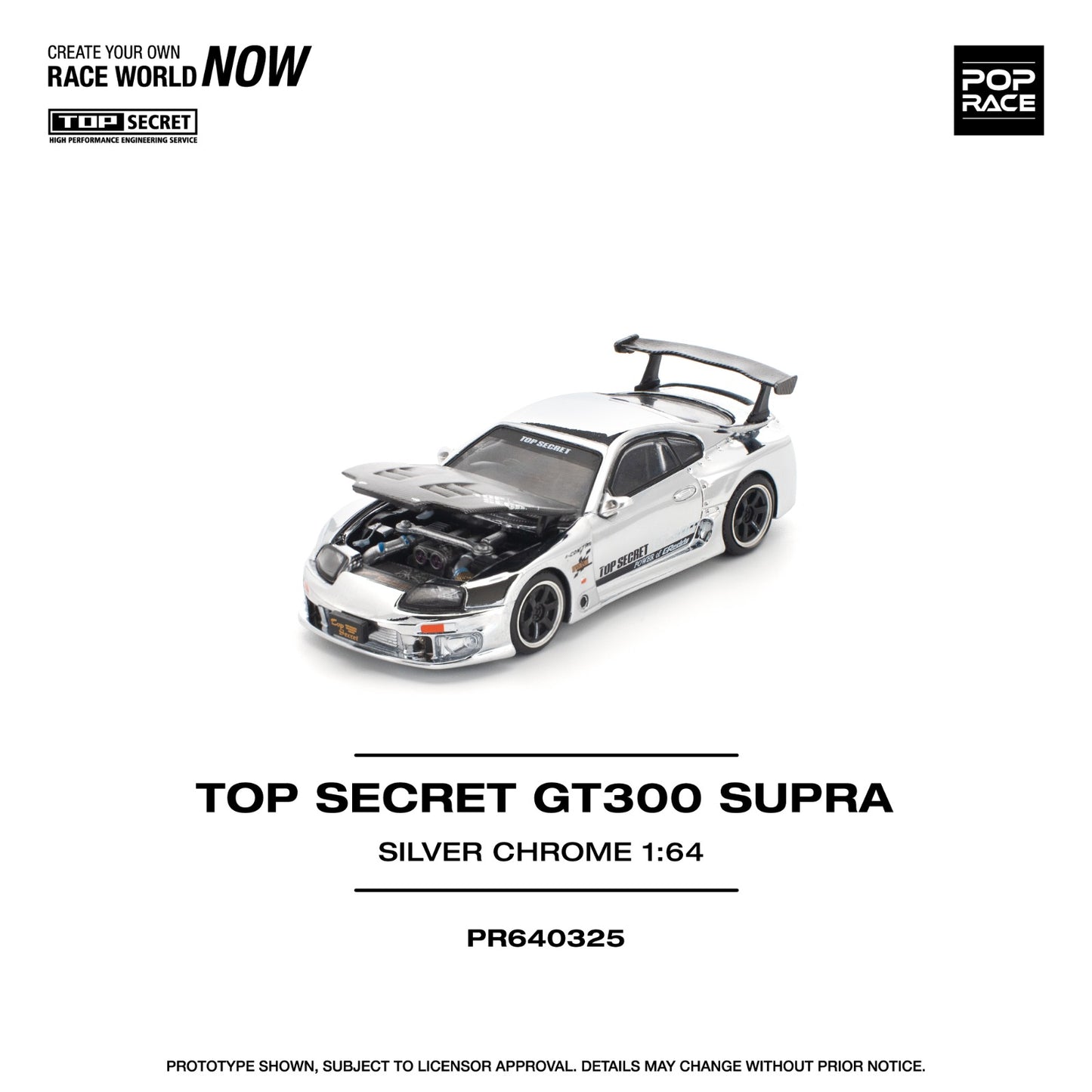*Pre-Order* Pop Race Top Secret GT300 Supra - Silver Chrome