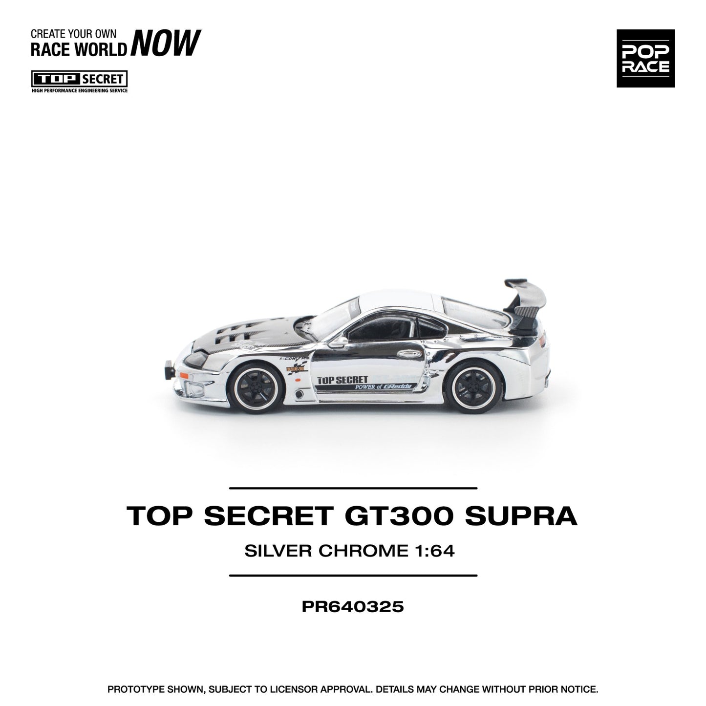 *Pre-Order* Pop Race Top Secret GT300 Supra - Silver Chrome