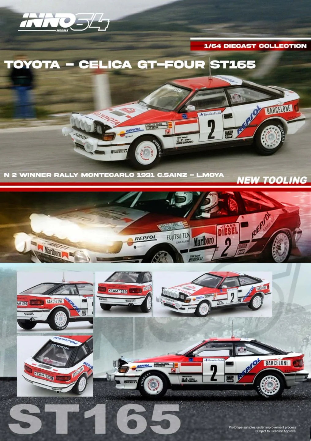 *Pre-Order* INNO Models INNO64 Toyota Celica GT-FOUR (ST165) Winner Rally Monte Carlo 1991 C.Sainz / L.Moya