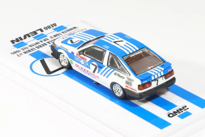 Inno Models Inno64 Toyota Corolla AE86 Levin #7 "Minolta Tom's" GR.A Inter-Tec 1985