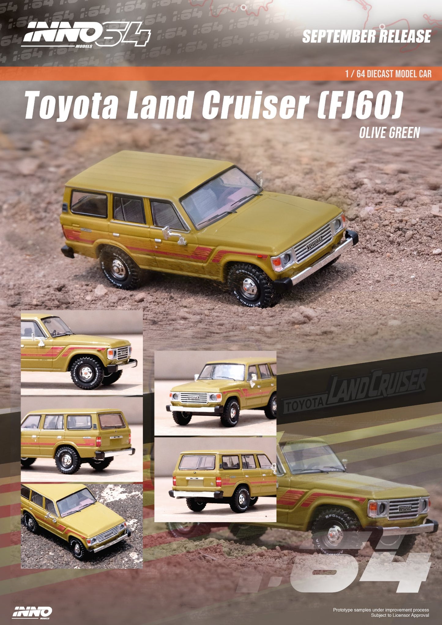 Inno Models Inno64 Toyota Land Cruiser (FJ60) Olive Green