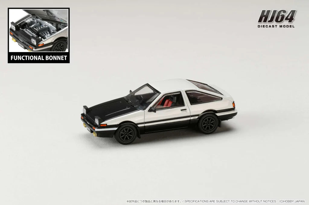 Hobby Japan Toyota Sprinter Trueno GT APEX (AE86) JDM Style with Carbon Bonnet White/Black