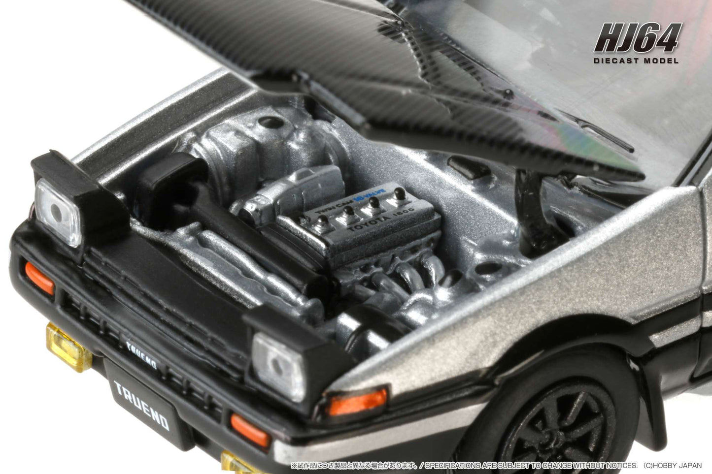 Hobby Japan Toyota Sprinter Trueno GT APEX (AE86) JDM Style with Carbon Bonnet White/Black