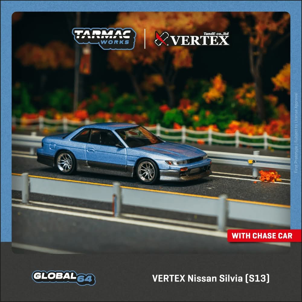 Tarmac Works VERTEX Nissan Silvia (S13) Blue / Grey
