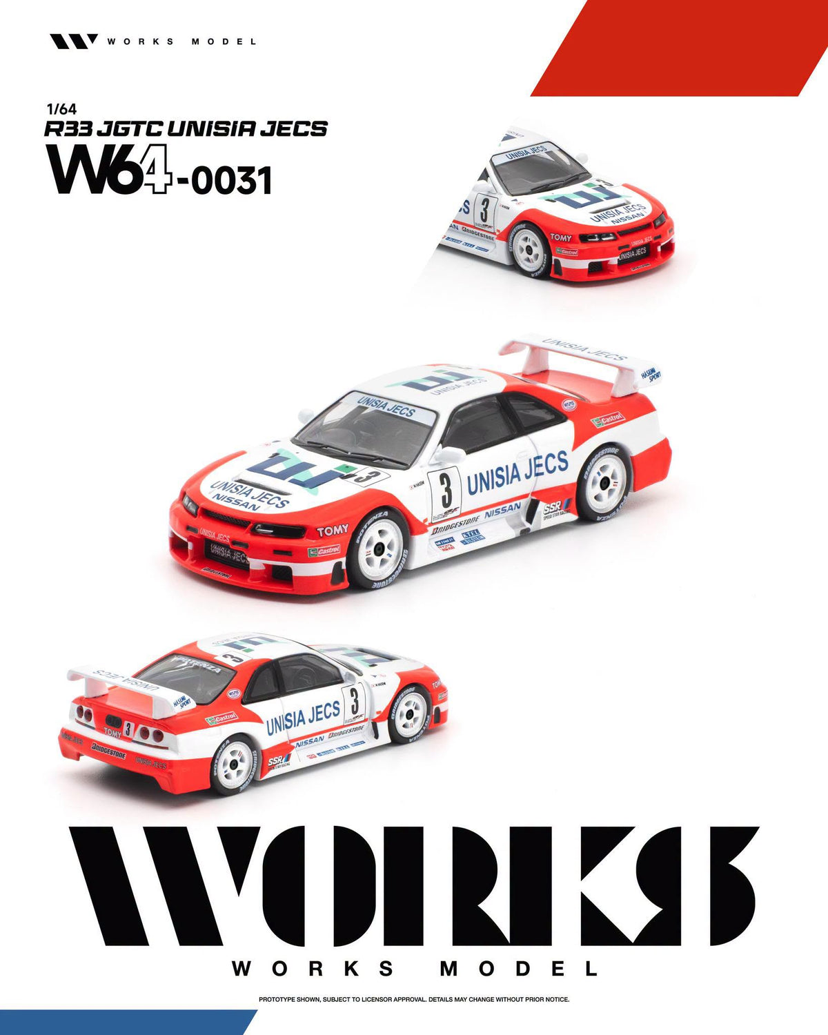 *Pre-Order* Works Model - W64-0031 R33 1995 JGTC UNISIA JECS