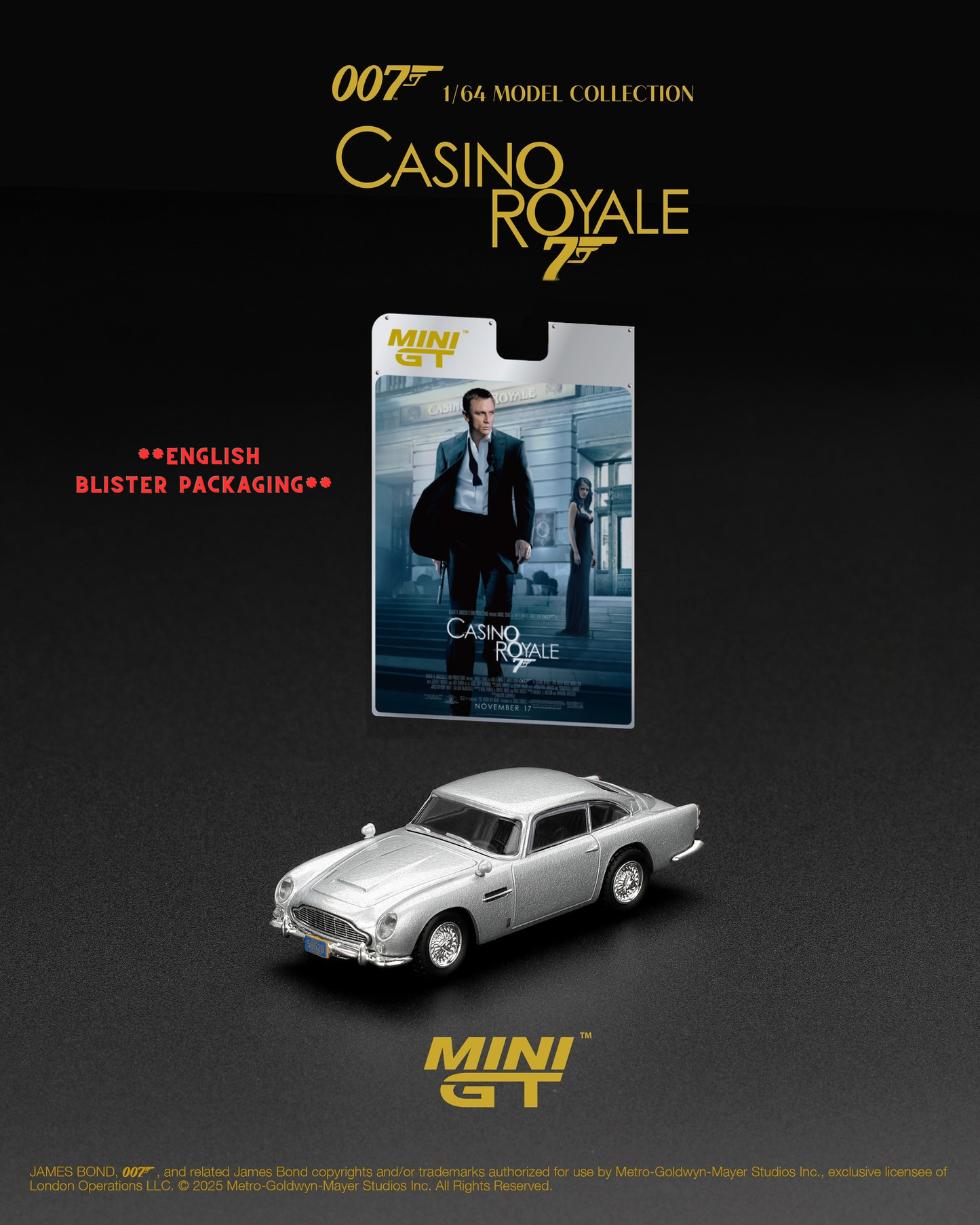 Mini GT No.909 Aston Martin DB5 "Casino Royale" - English Blister Packaging