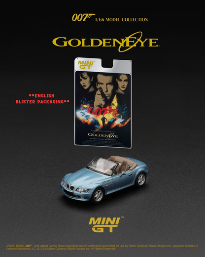Mini GT No.914 BMW Z3 “GoldenEye”  - English Blister Packaging