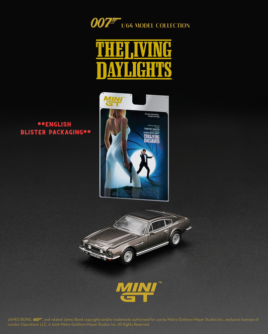 *Pre-Order* Mini GT No.916 Aston Martin V8 Vantage “The Living Daylights” – Weapons Off - English Blister Packaging