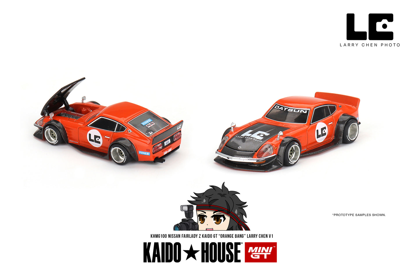 Mini GT x Kaido House No.100 Nissan Fairlady Z Kaido GT 'Orange Bang' Larry Chen V1