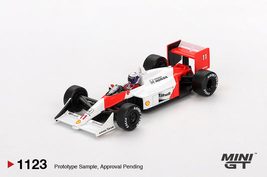 *Pre-Order* Mini GT No.1123 McLaren MP4/4 #11 Alain Prost 1988 Japanese Grand Prix 2nd Place