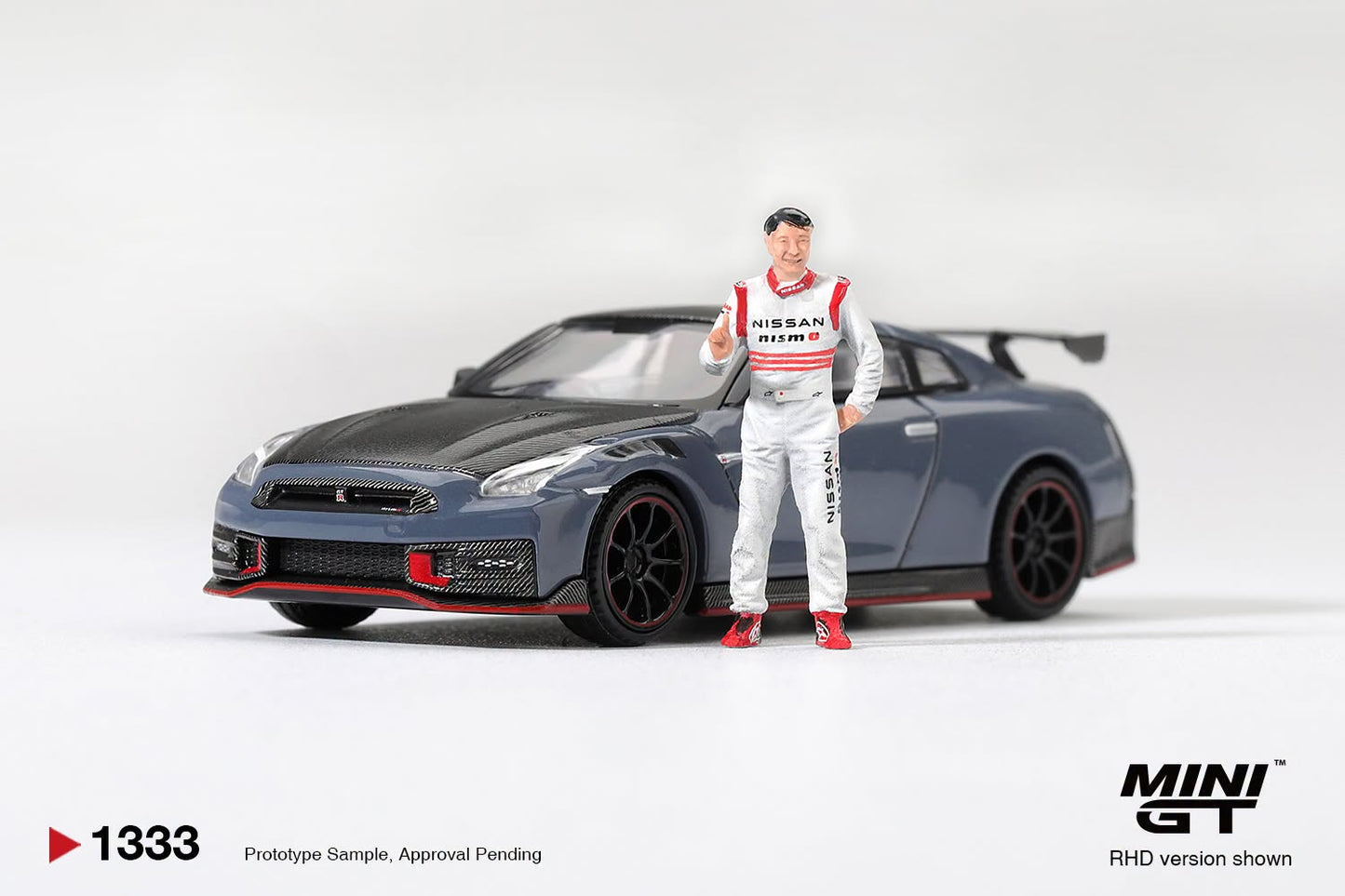 *Pre-Order* Mini GT No.1333 Nissan GT-R Nismo 2024 Tsukuba Production Car Lap Record W/ Matsuda Figure - Tsugio Matsuda Collection