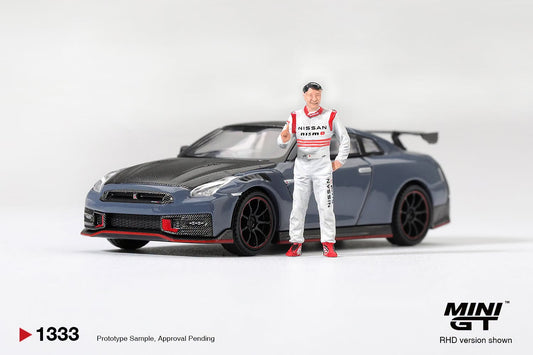 *Pre-Order* Mini GT No.1333 Nissan GT-R Nismo 2024 Tsukuba Production Car Lap Record W/ Matsuda Figure - Tsugio Matsuda Collection