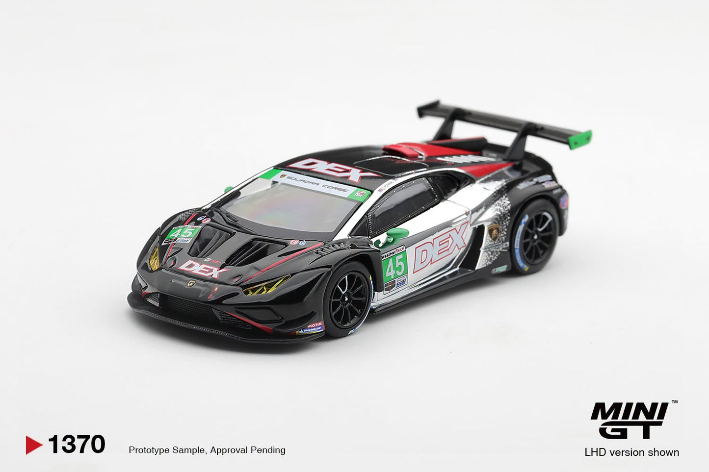 *Pre-Order* Mini GT No.1370 Lamborghini Huracan GT3 EVO2 #45 DEX Wayne Taylor Racing 2025 IMSA Chevrolet Grand Prix Class Winner
