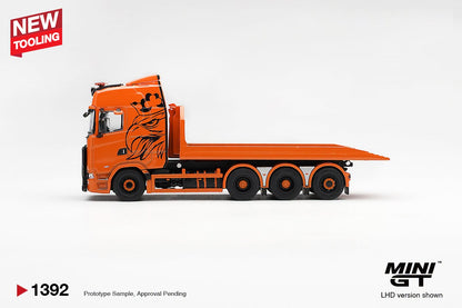 *Pre-Order* Mini GT No.1392 Scania 770S B8x4NA Hooklift Flatbed Orange