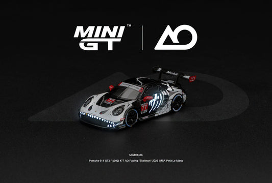 *Pre-Order* Mini GT No.1436 Porsche 911 GT3 R (992) #77 AO Racing "Skeleton Rexy" 2026 IMSA Petit Le Mans