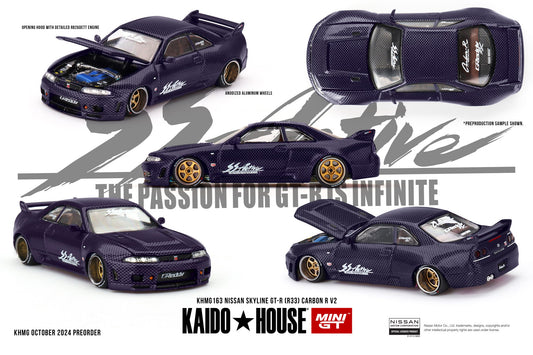 *Pre-Order* Mini GT x Kaido House No.163 Nissan Skyline GT-R (R33) Carbon R V2