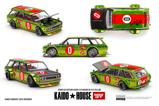 *Pre-Order* Mini GT x Kaido House No.164 Datsun KAIDO 510 Wagon OG Flo Yellow