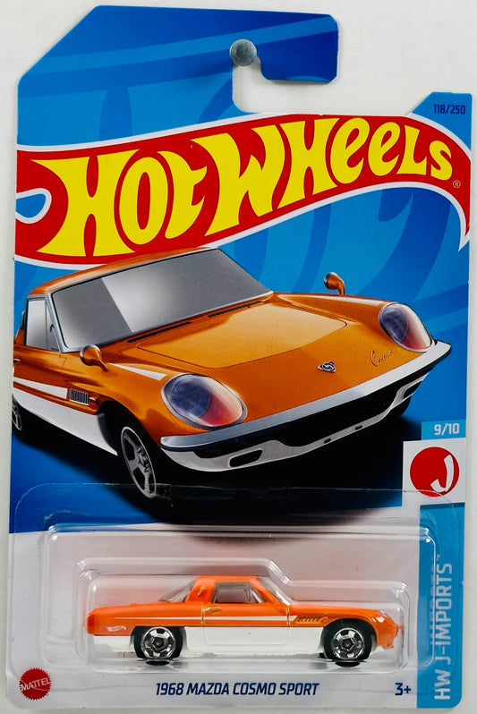 Hot Wheels HW J-Imports 9/10 1968 Mazda Cosmo Sport (Orange/White) - Japanese Card