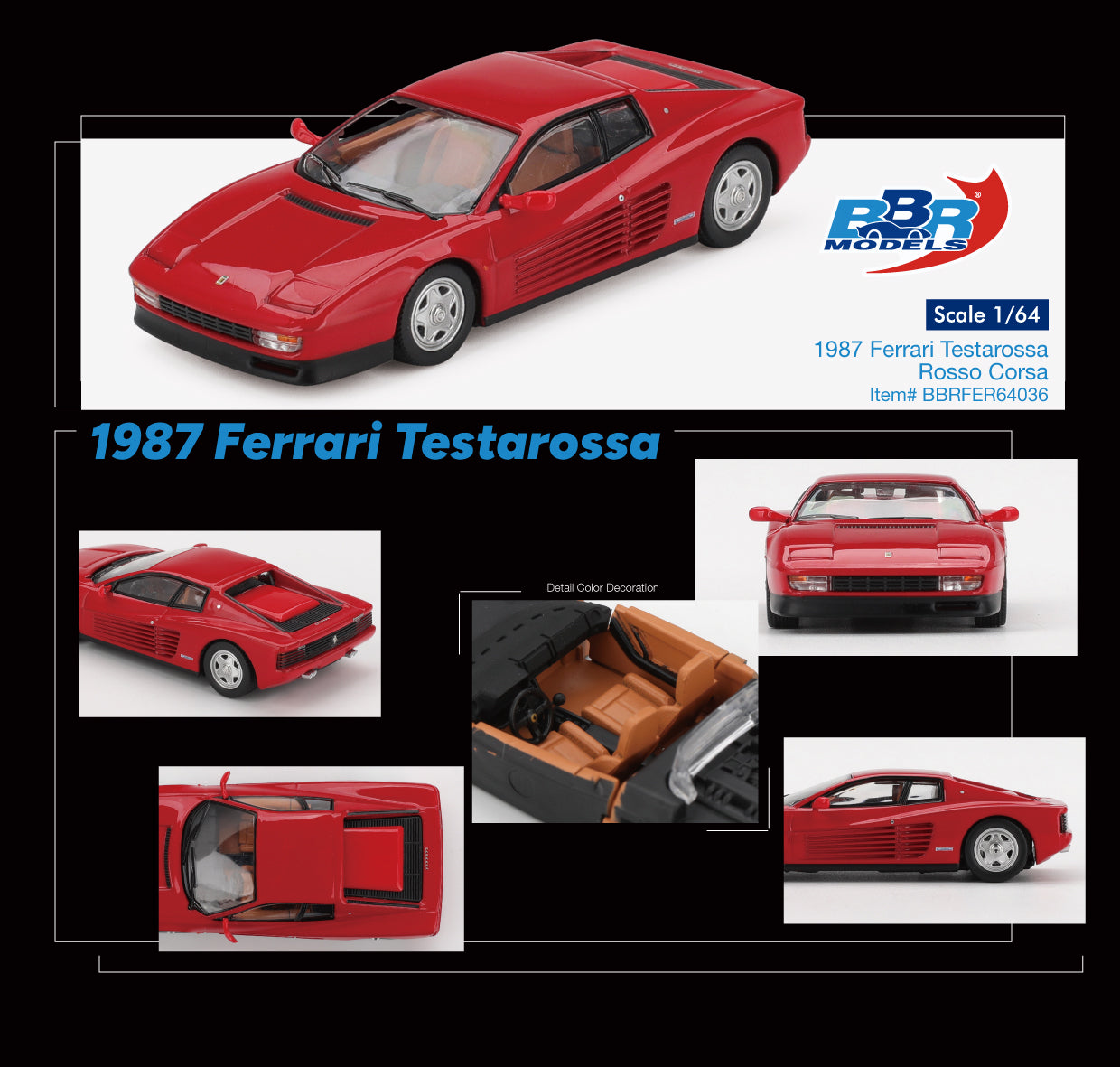 *Pre-Order* BBR Models 1987 Ferrari Testarossa Rosso Corsa