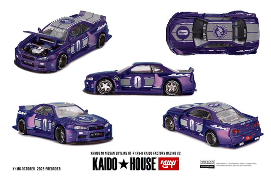 *Pre-Order* Mini GT x Kaido House No.240 Nissan Skyline GT-R (R34) KAIDO RACING FACTORY V2