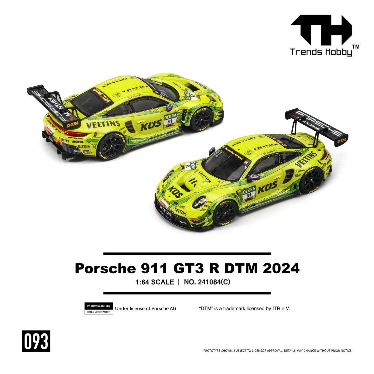*Pre-Order* Trends Hobby No.241084(C) Porsche 911 GT3 R DTM 2024 - Yellow