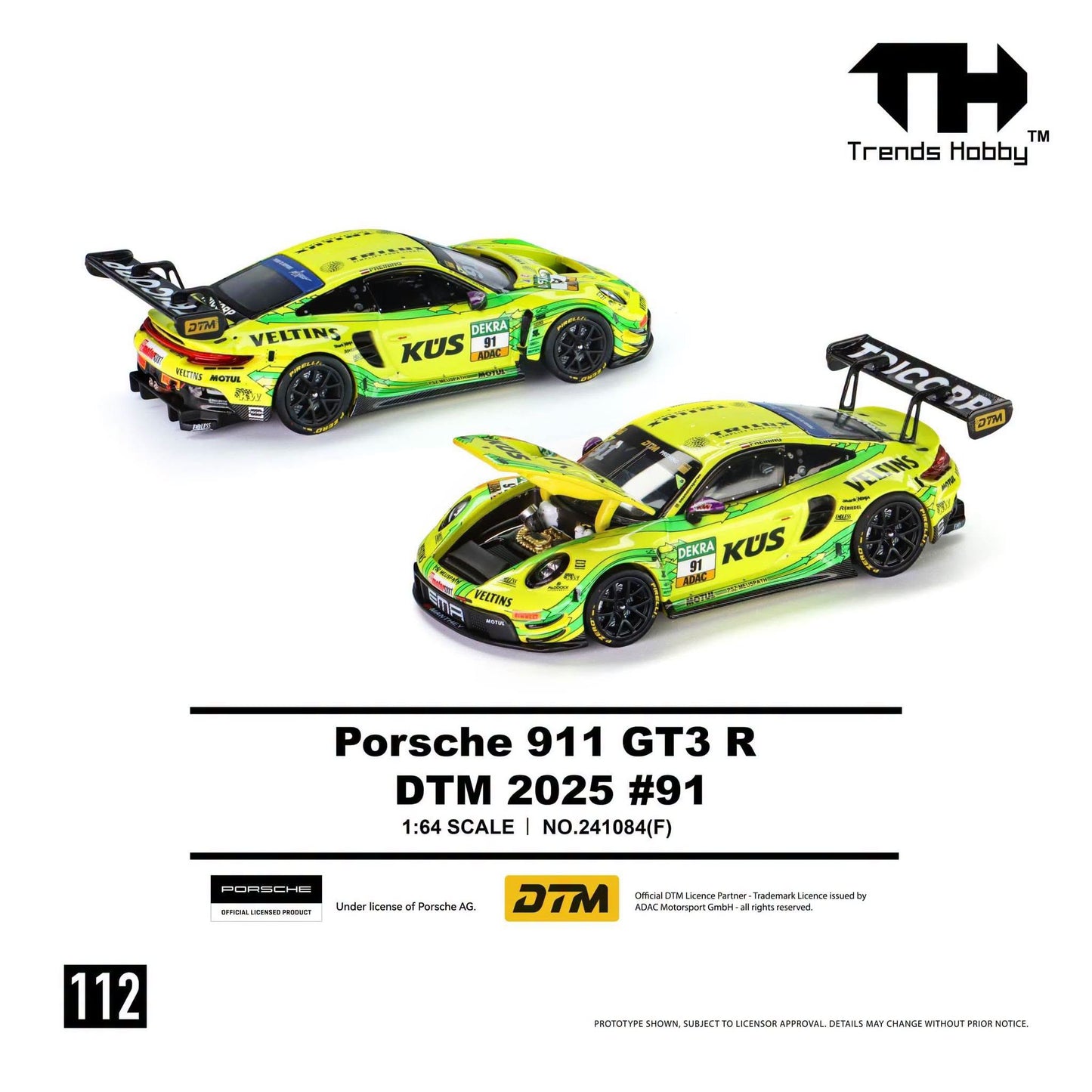 *Pre-Order* Trends Hobby No.241084(F) Porsche 911 GT3 R DTM 2025 - #91 Yellow-Green