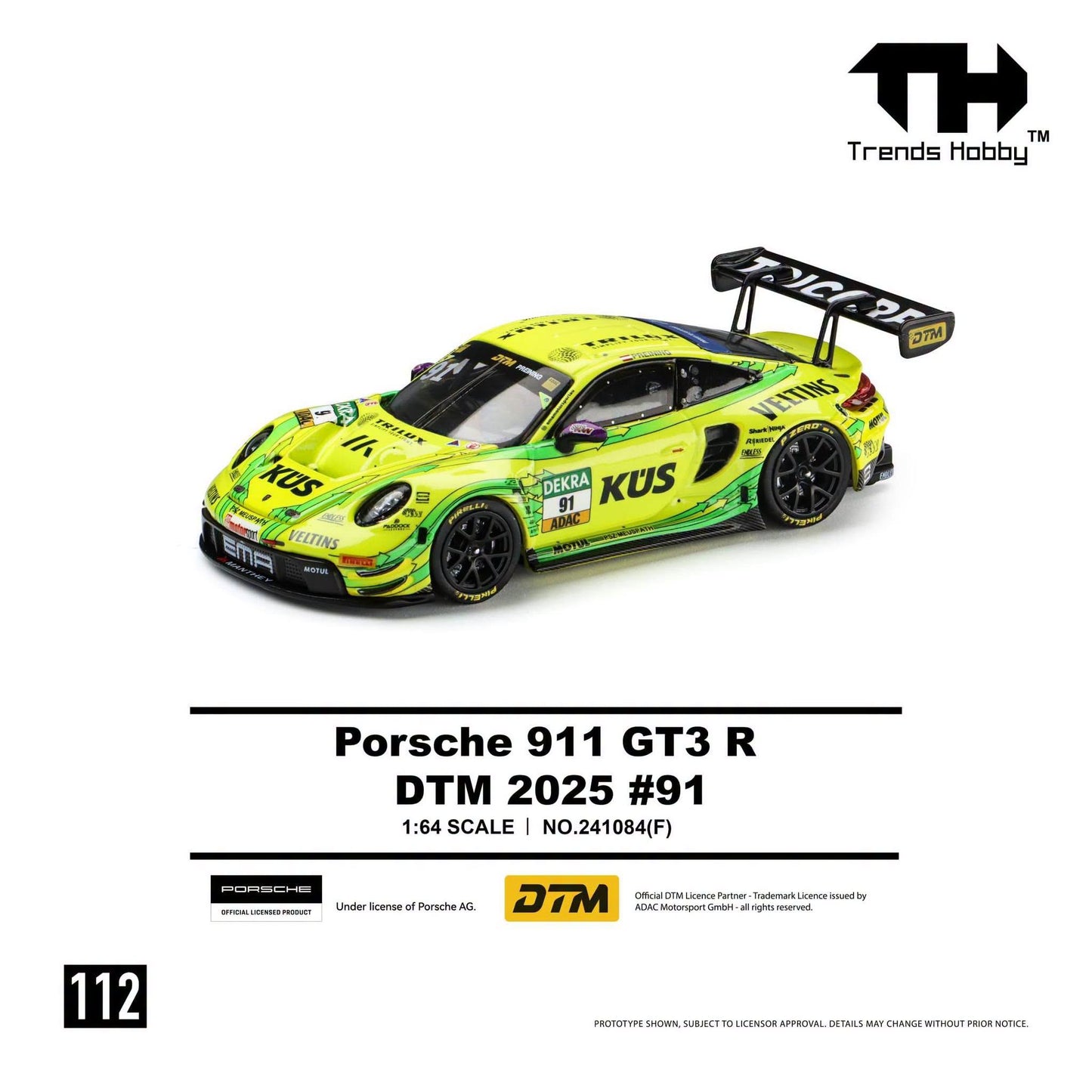 *Pre-Order* Trends Hobby No.241084(F) Porsche 911 GT3 R DTM 2025 - #91 Yellow-Green