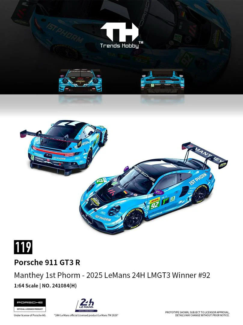 *Pre-Order* Trends Hobby No.241084(H) Porsche 911 GT3 R Manthey 1st Phorm - 2025 LeMans 24H LMGT3 Winner #92
