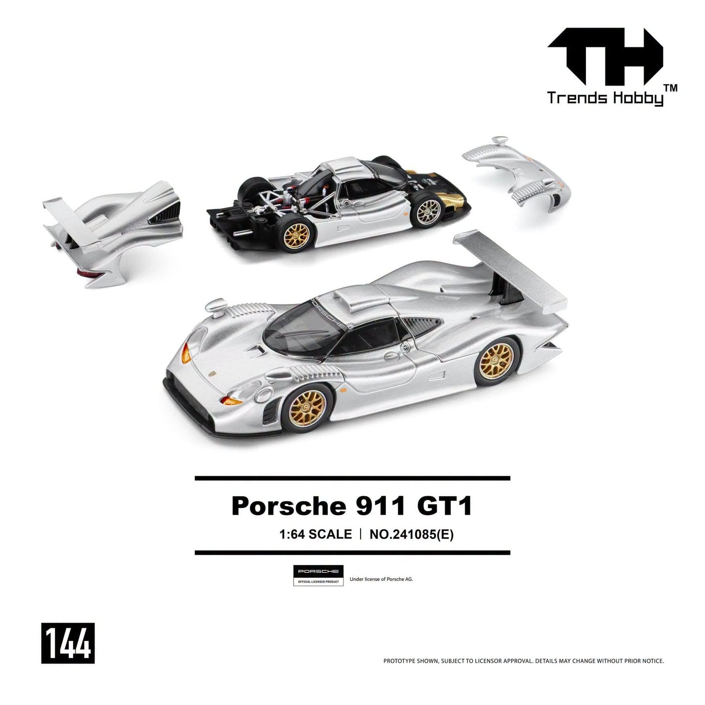 *Pre-Order* Trends Hobby No.241085(E) Porsche 911 GT1 1988 - Silver