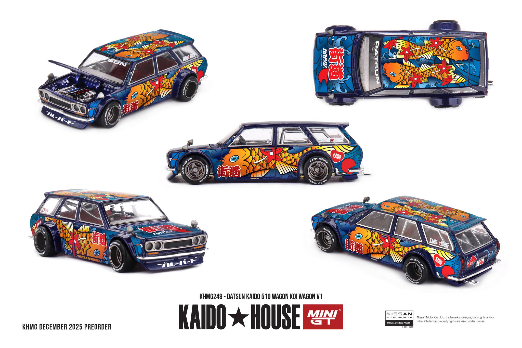 miniGT kaido house DATSUN 510 WAGON チェイス Pre-Order* Mini GT x Kaido House No.248 Datsun KAIDO 510 Wagon Koi
