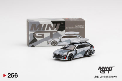 Mini GT No.256 Audi RS 6 Avant Silver Digital Camouflage w/ Roof Box (China Exclusive Model)