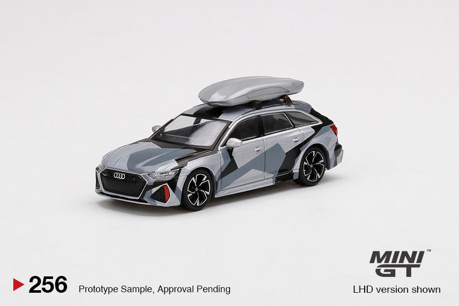 Mini GT No.256 Audi RS 6 Avant Silver Digital Camouflage w/ Roof Box (China Exclusive Model)