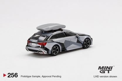 Mini GT No.256 Audi RS 6 Avant Silver Digital Camouflage w/ Roof Box (China Exclusive Model)