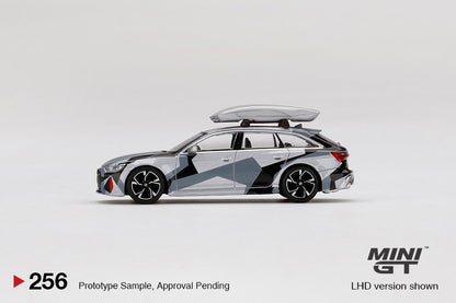 Mini GT No.256 Audi RS 6 Avant Silver Digital Camouflage w/ Roof Box (China Exclusive Model)