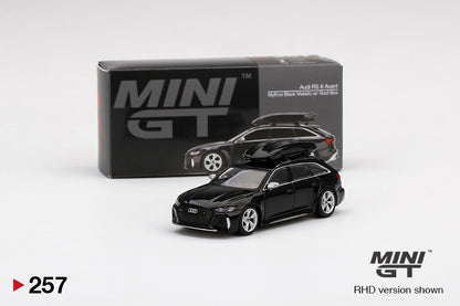 Mini GT No.257 Audi RS 6 Avant Mythos Black Metallic w/ Roof Box