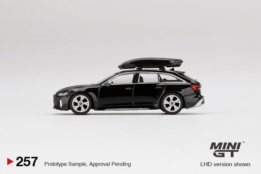 Mini GT No.257 Audi RS 6 Avant Mythos Black Metallic w/ Roof Box