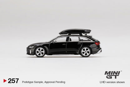 Mini GT No.257 Audi RS 6 Avant Mythos Black Metallic w/ Roof Box