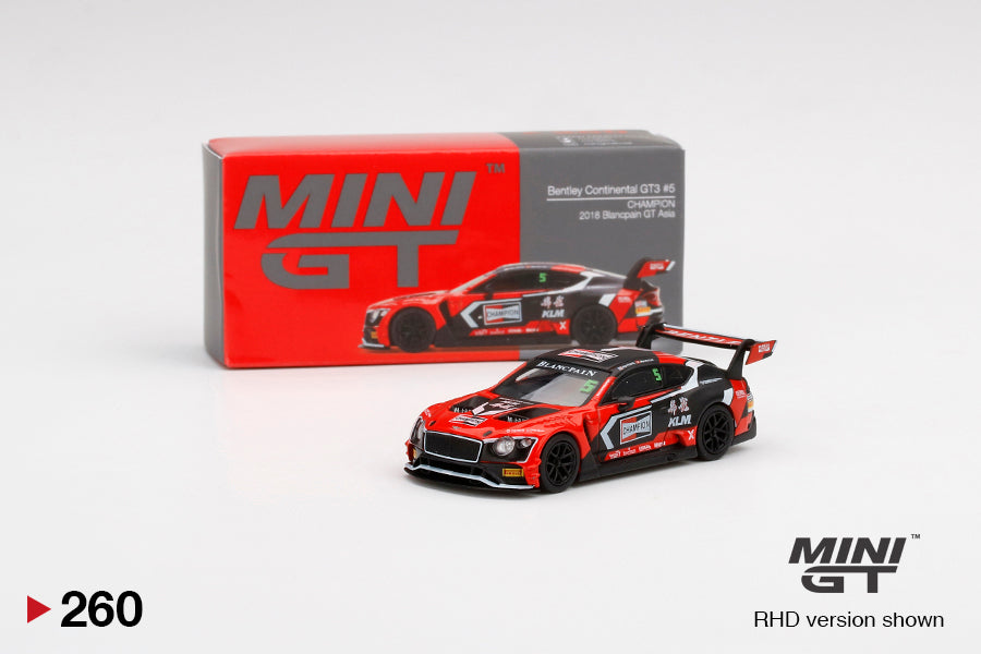 Mini GT No.260 Bentley Continental GT3 #5 CHAMPION 2018 Blancpain GT Asia