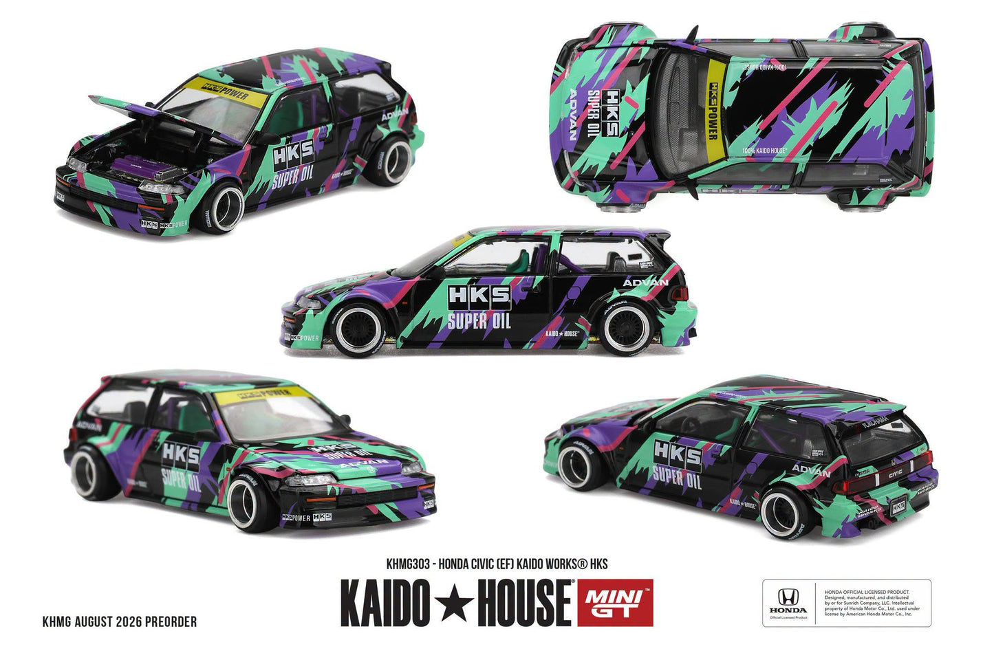 *Pre-Order* Mini GT x Kaido House No.303 Honda Civic (EF) Kaido Works HKS