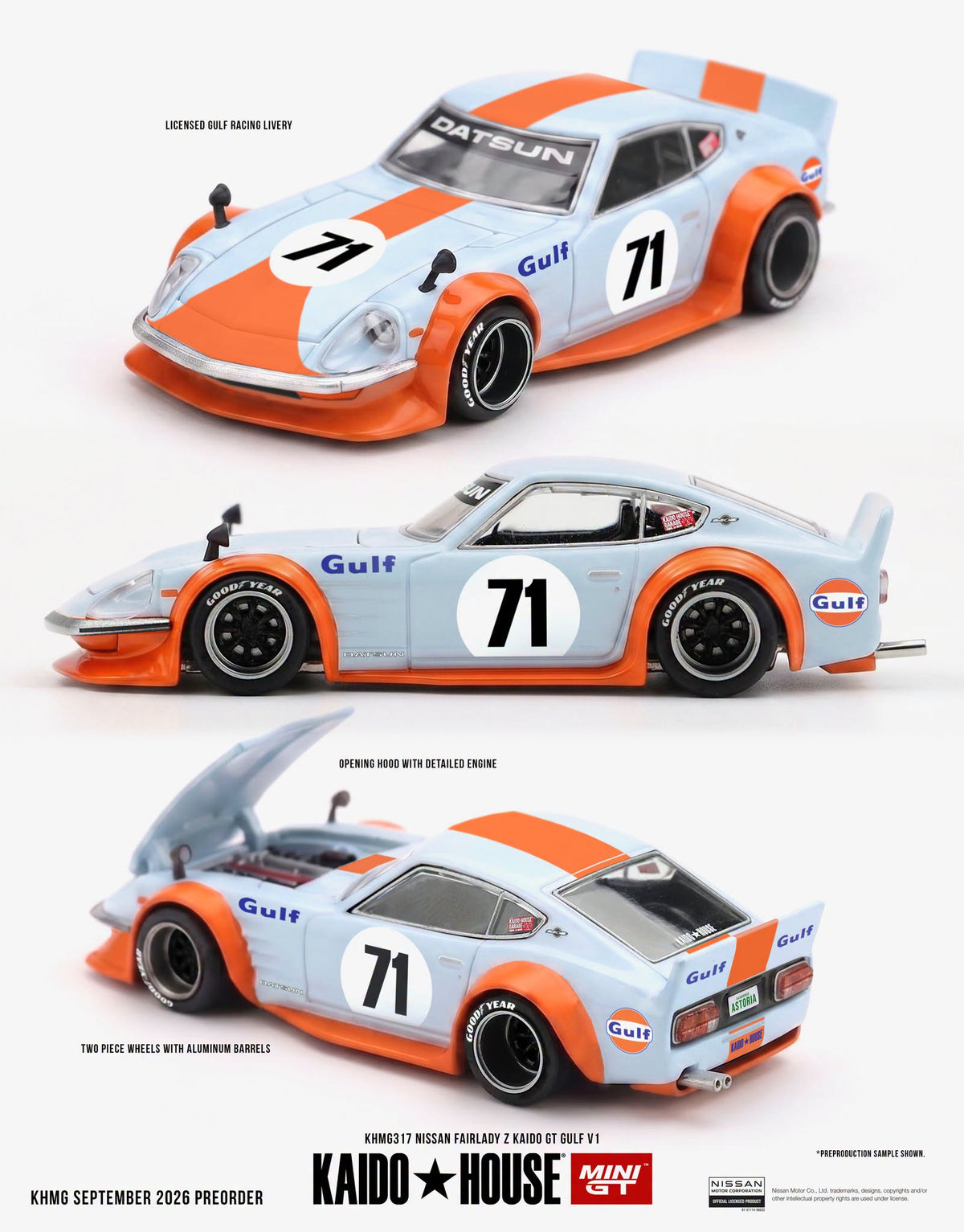 *Pre-Order* Mini GT x Kaido House No.317 Nissan Fairlady Z Kaido GT GULF V1